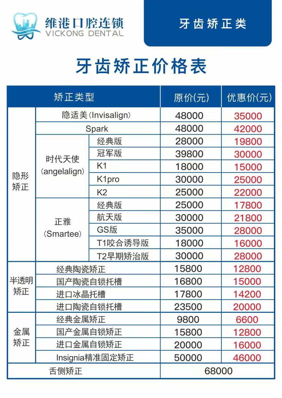 深圳箍牙價目表